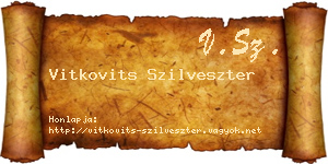 Vitkovits Szilveszter névjegykártya